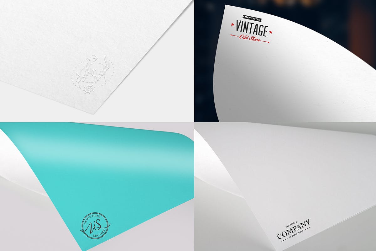 纸张印刷品Logo标志样机模板v1 Paper Logo Mock Up Pack vol 01插图