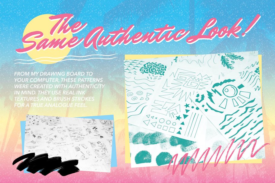 1980s年代复古时尚纹理 Cool 1980s Seamless Patterns Vol 2插图(4)