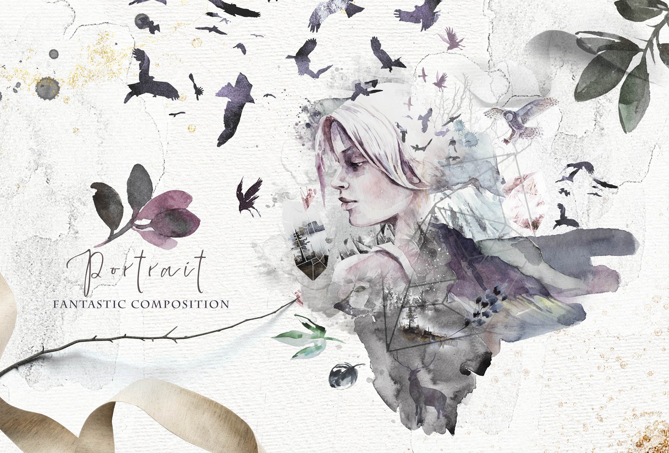 高品质梦幻水彩矢量插画素材大合集[1.88GB] Fantasy illustrations “Once in the dream”插图(11)