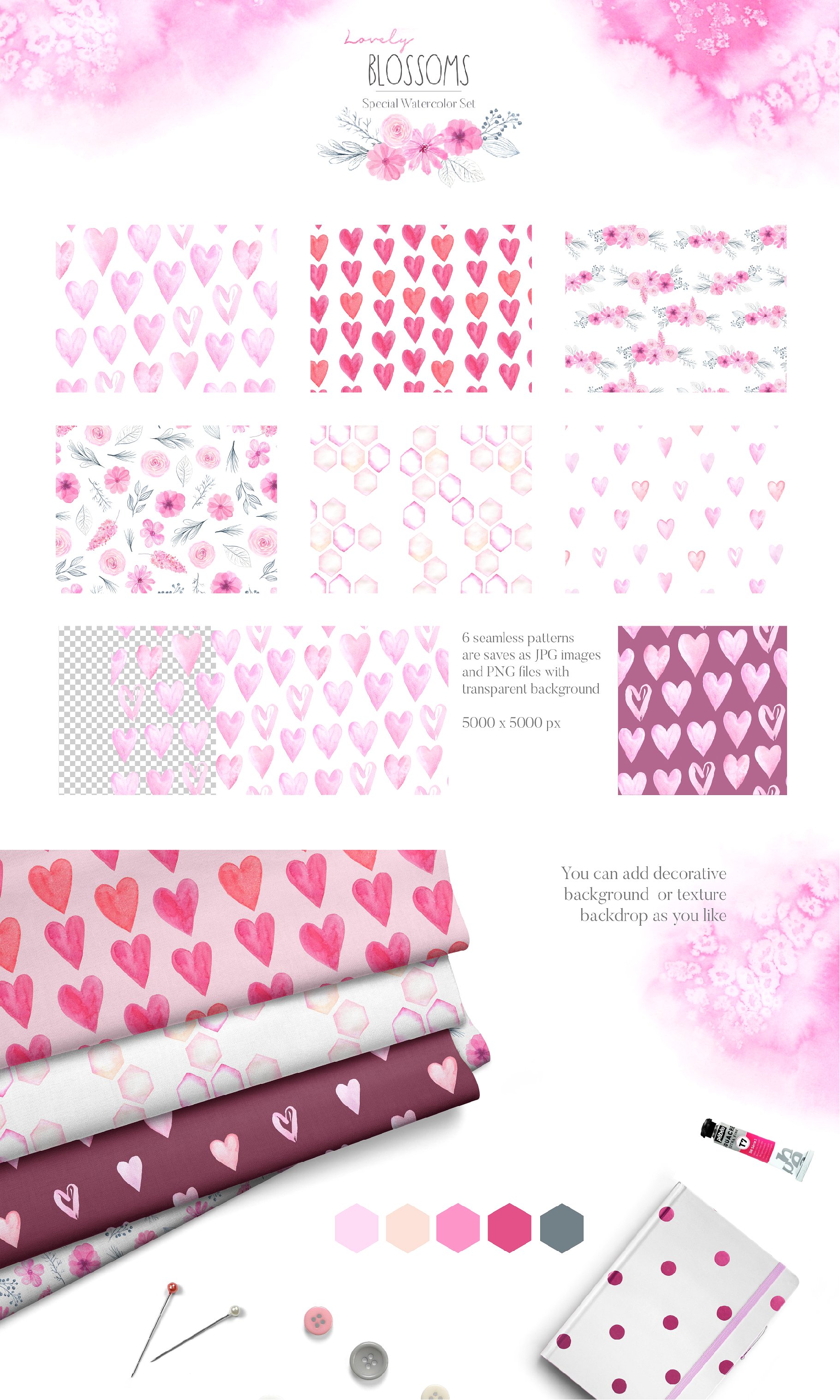 情人节可爱花朵水彩画素材套装下载[JPG,PNG]插图(3)