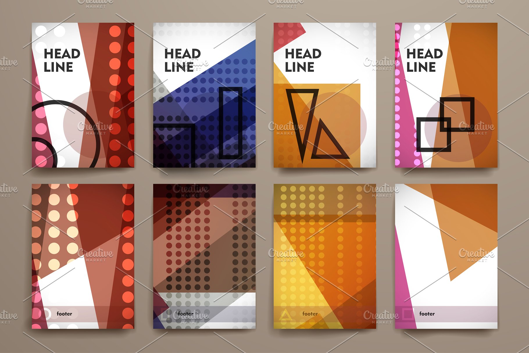 抽象图形背景小册子模板合集 Set of Abstract Brochures插图(1)