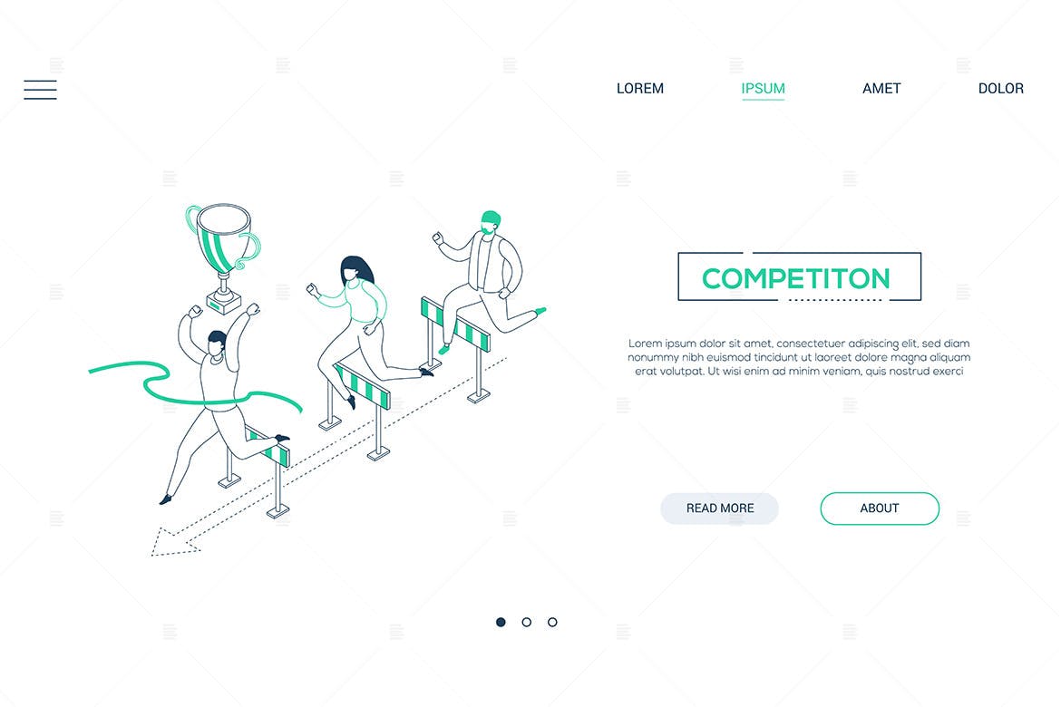 商业竞争主题线性等距横幅插画素材 Business competition – linear isometric banner插图