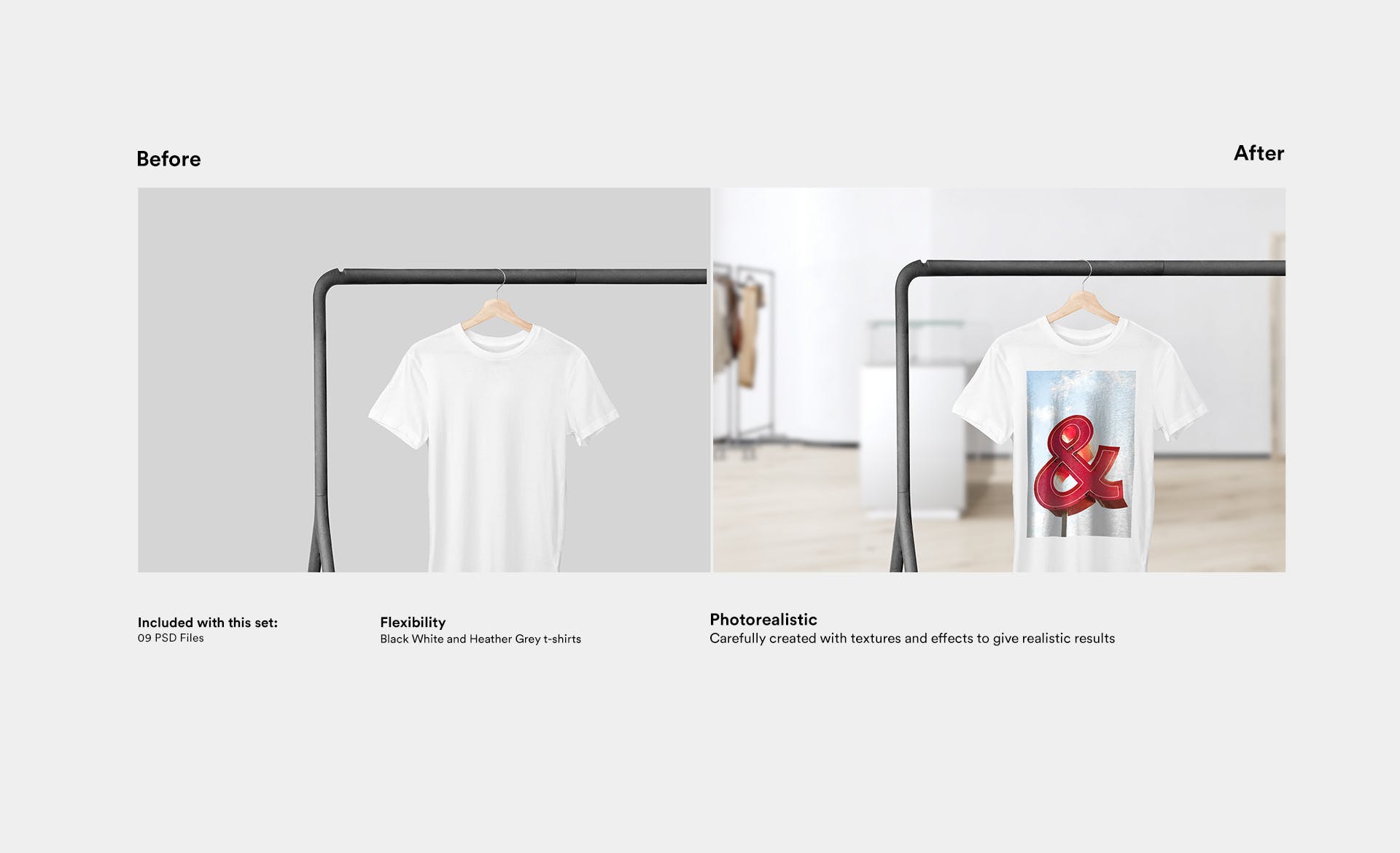 晾晒状态T恤产品展示样机素材库精选模板 Hanging T-Shirt Mockup插图(1)