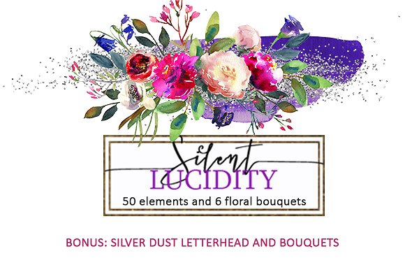 明亮紫色水彩花卉剪辑艺术集 Bright Purple Flowers Clip Art Set插图(5)