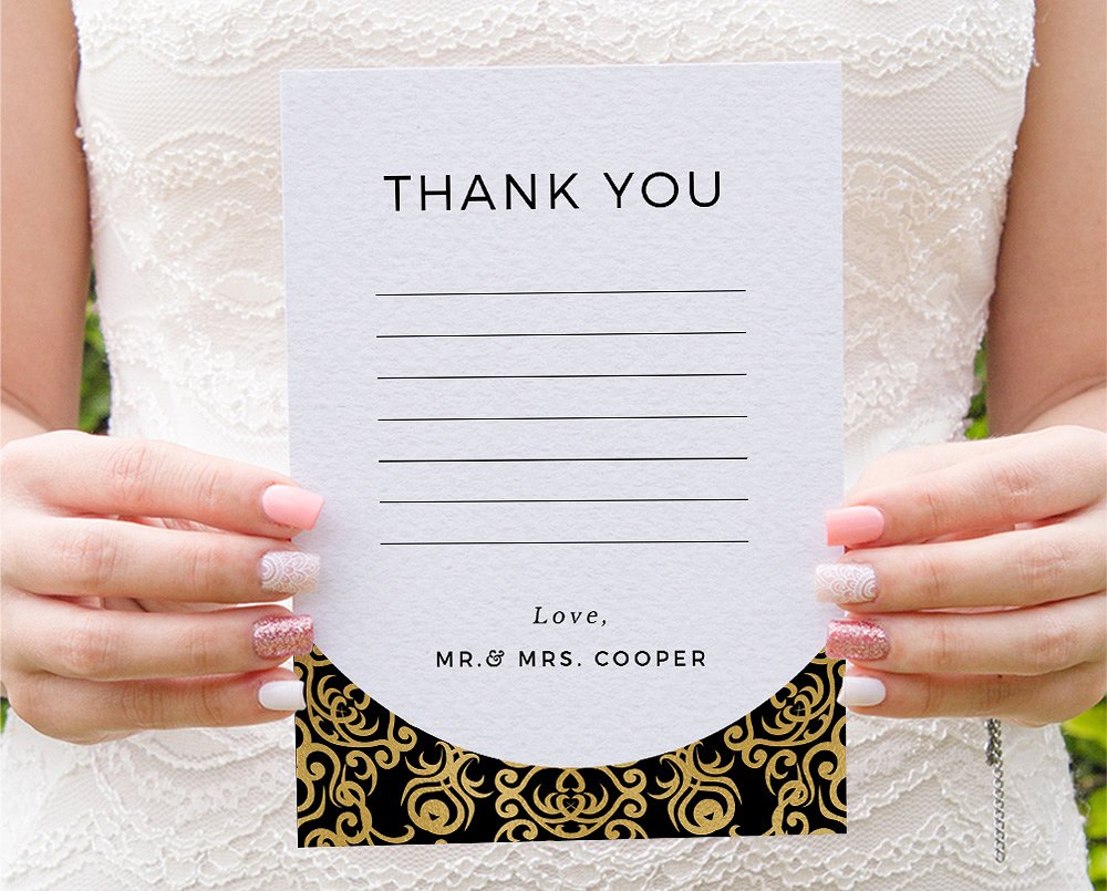 黑金装饰风格婚礼邀请函模板 Gold Ornate on Black插图(6)