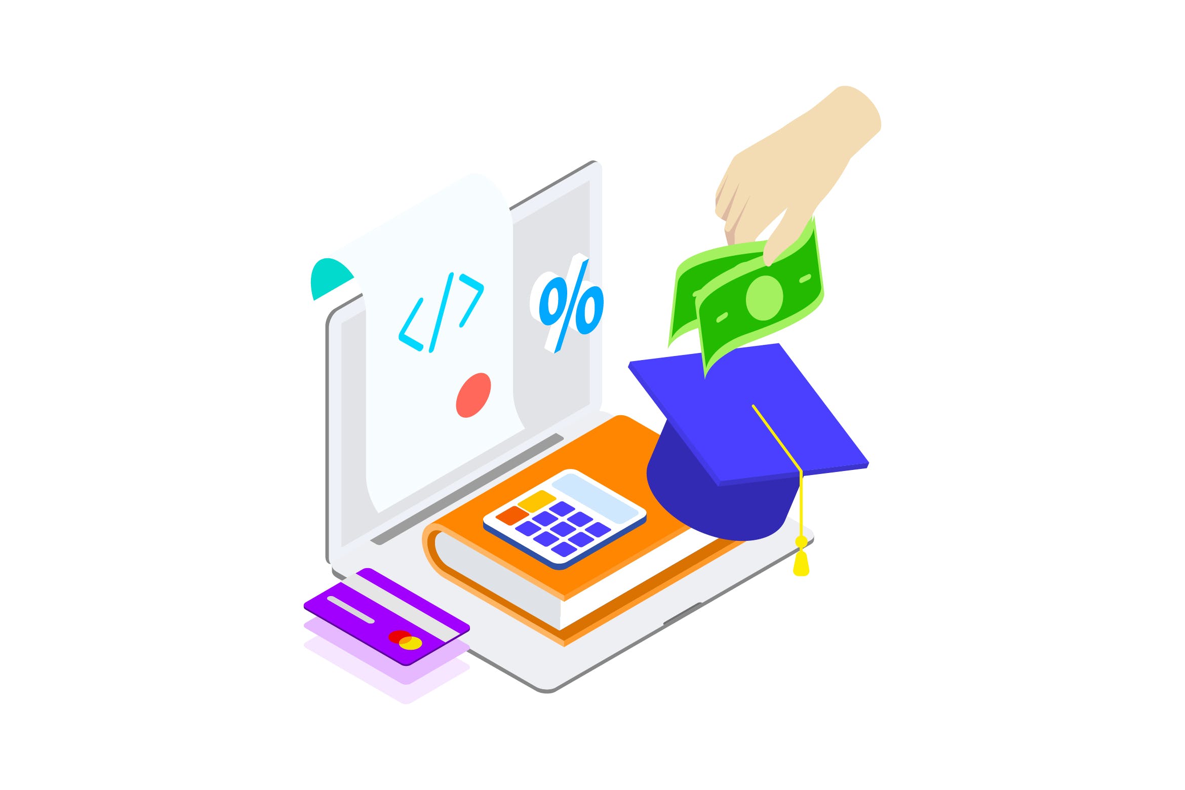 区块链技术智能合约概念插画素材v16 Smart Contract on Blockchain Isometric 16 – TU插图