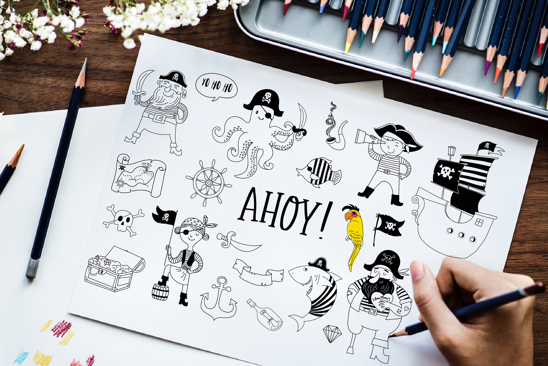 海盗船系列马克笔手绘卡通插画 Ahoy! Pirate collection插图(6)