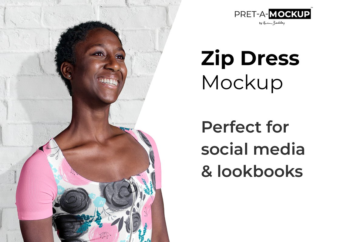 拉链紧身连衣裙服装样机插图