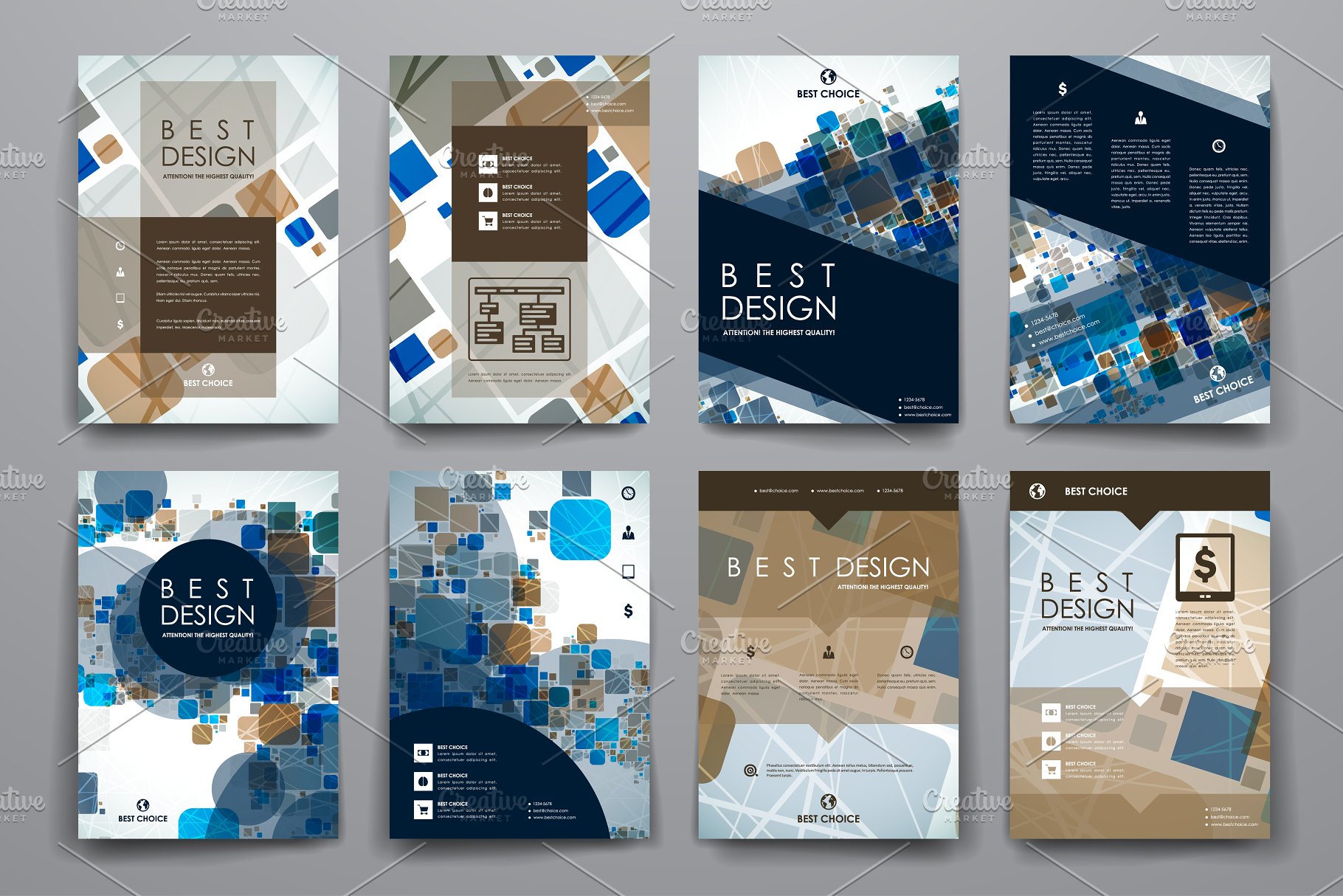 抽象叠加几何图形宣传册模板 Brochure Templates插图