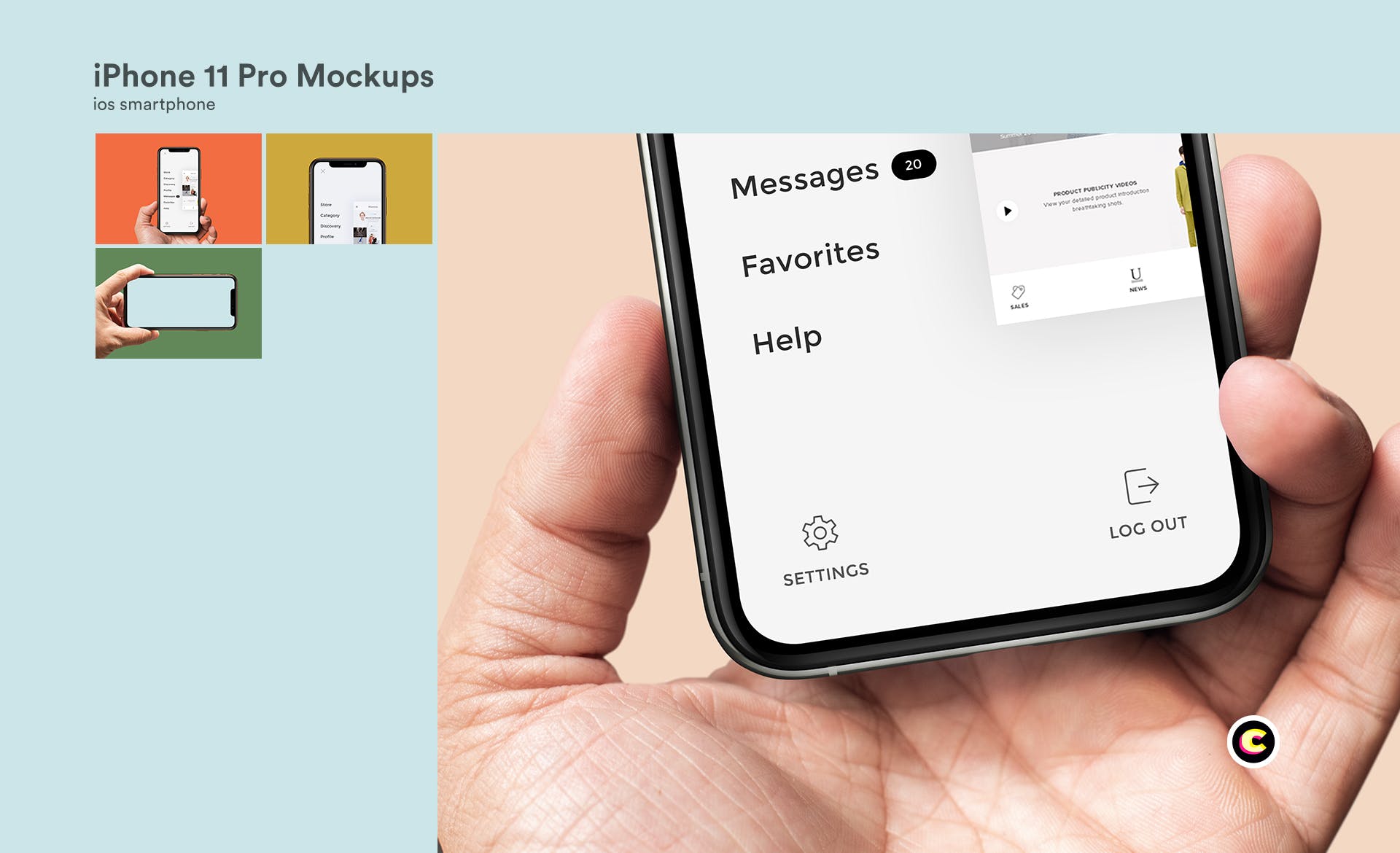 iPhone 11 Pro智能手机屏幕演示预览素材库精选样机 iPhone 11 Pro Mockups插图(2)