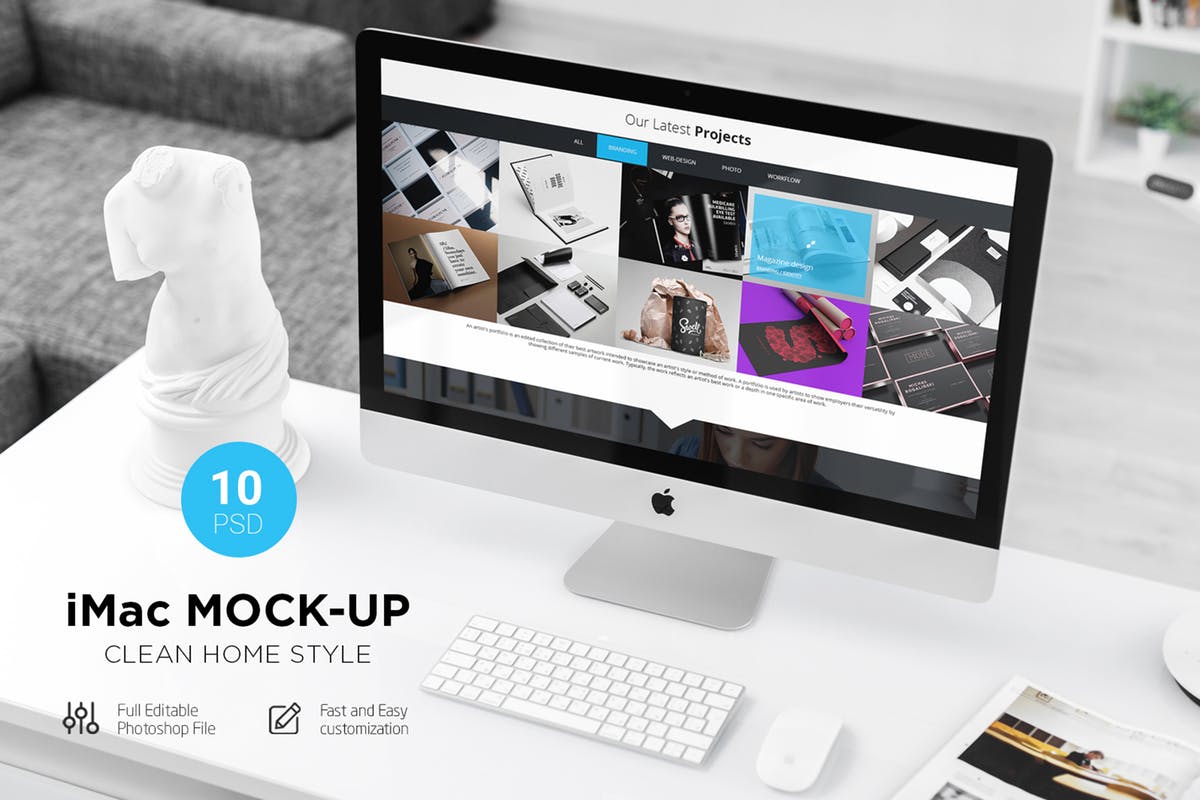 iMac简约办公桌面样机 iMac Desk Mock-Up插图