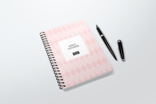 A5规格活页记事本样机 A5 Spiral Notebook Mockups插图(1)