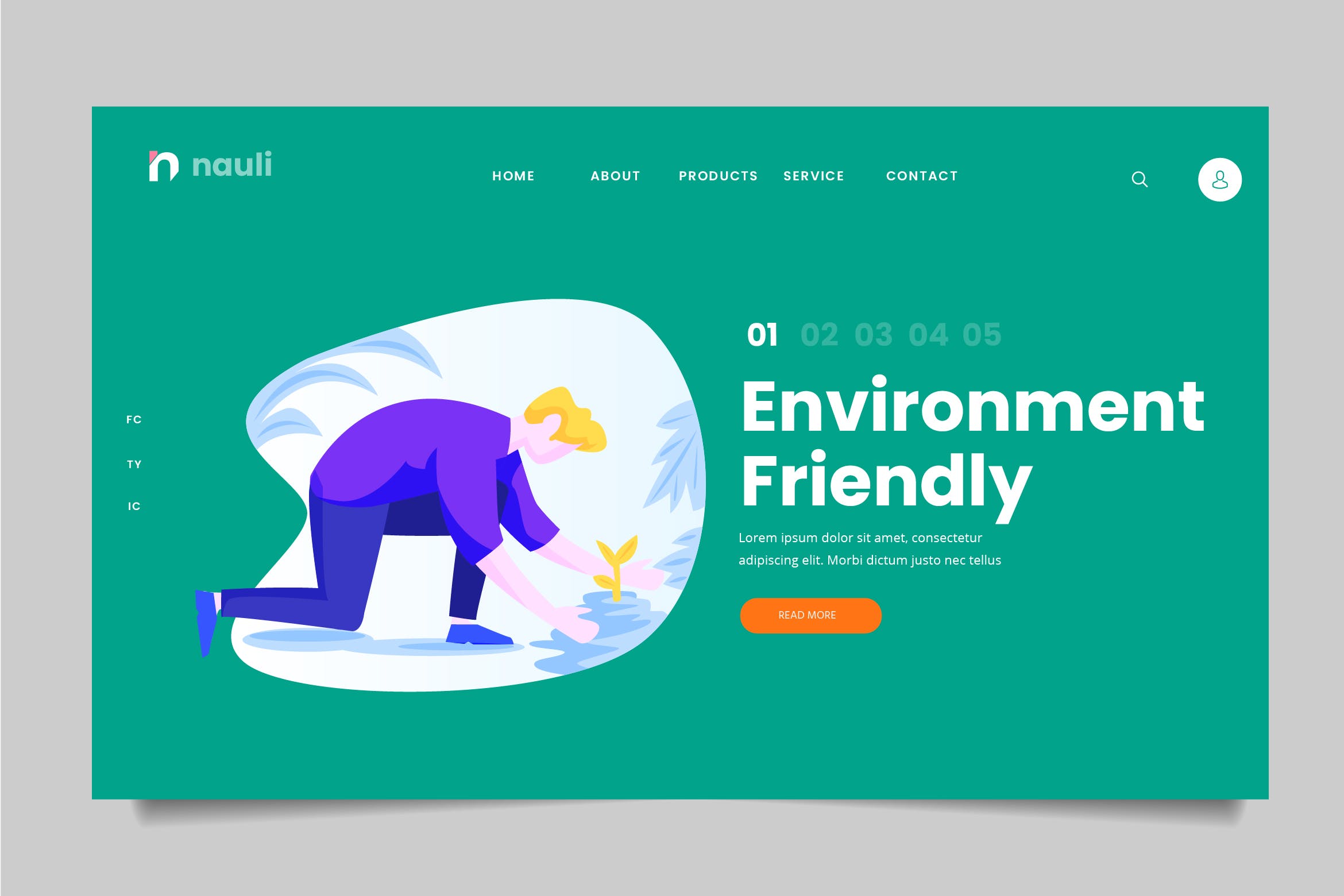 环境友好主题网站设计矢量插画素材 Environment Friendly Web Header PSD and AI Vector插图