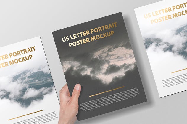 美国信纸规格海报传单/信头样机 US Letter Portait Flyer / Letterhead Mockup插图(11)