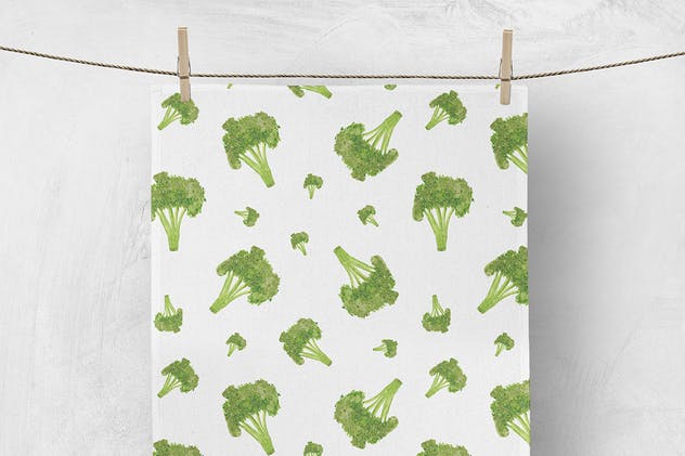 水彩手绘素食无缝图案合集 Watercolor Veggie Patterns插图(2)