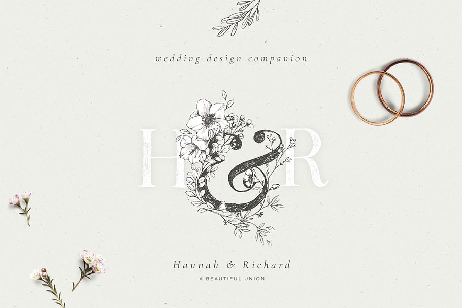 乡土气息植物、手绘字体&花卉字体 Botanical Illustrations & Monograms插图(10)