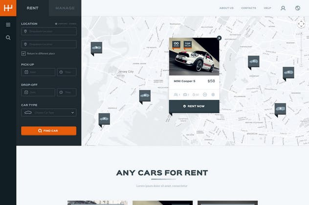 汽车租赁和预订网站设计PSD模板 Rentify – Car Rental & Booking PSD Template插图(2)