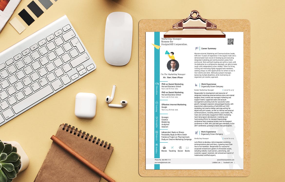 营销经理单页素材库精选简历模板 Marketing Manager Resume插图(1)