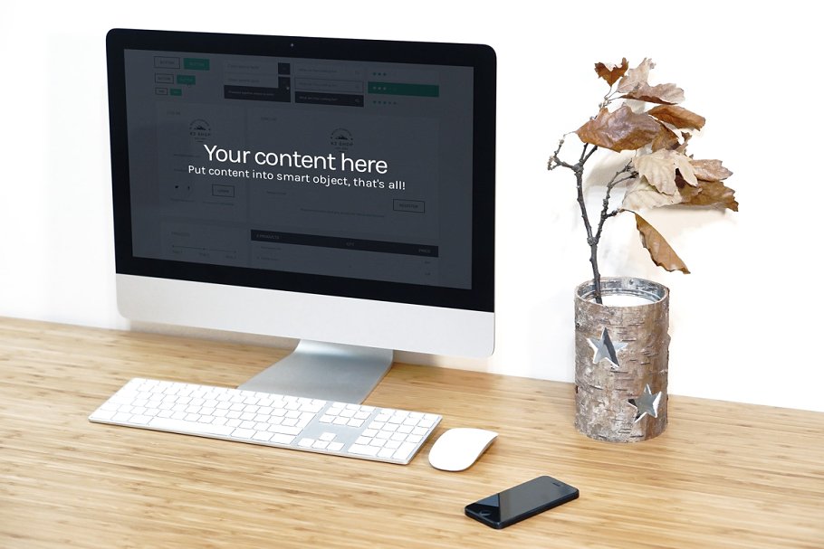 简易简约办公场景一体机电脑样机 Workspace Device PSD Mockup插图(8)