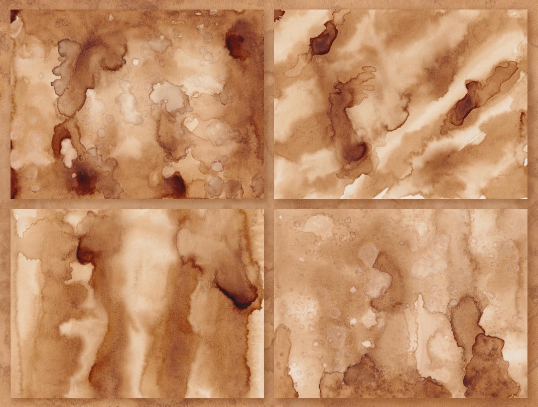 咖啡色水彩咖啡污迹肌理纹理背景素材 Watercolors Coffee Backgrounds插图(7)