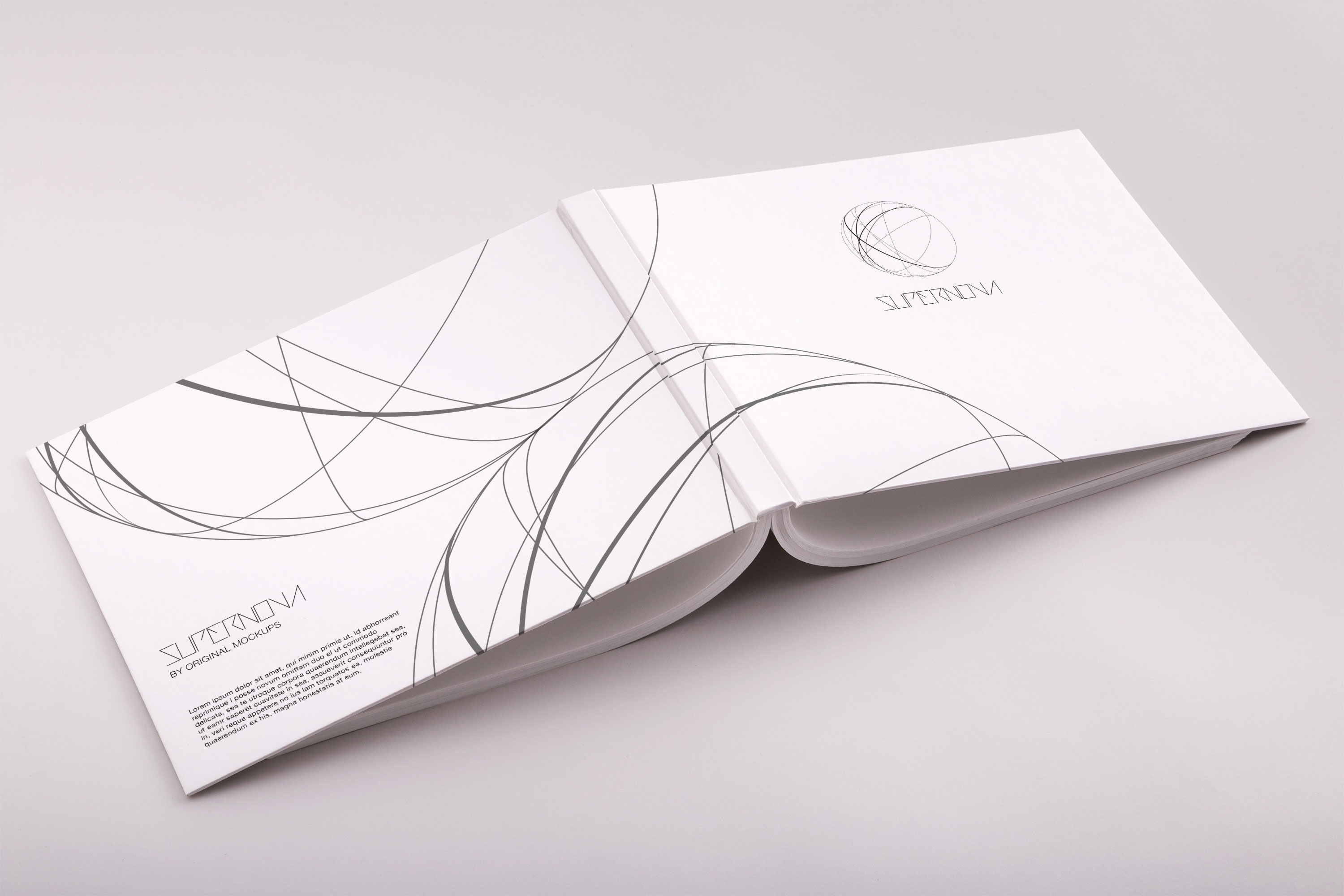 精装图书画册封面封底设计效果图PSD样机04 Hardcover Standard Landscape Book PSD Mockup 04插图