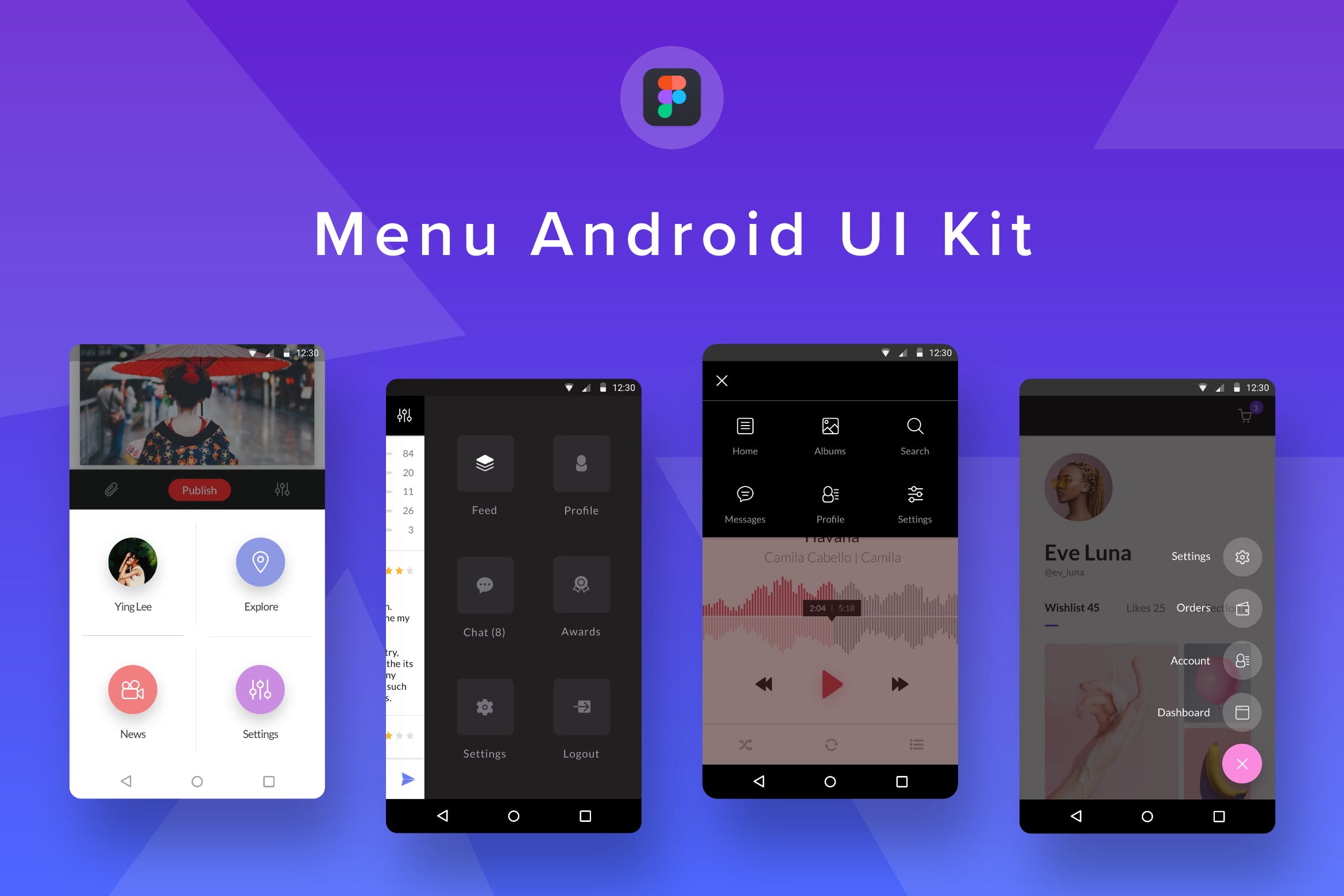 Android应用导航菜单UI界面设计Figma模板 Menu Android UI Kit (Figma)插图