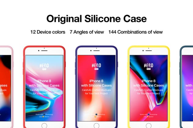 APP UI设计展示iPhone 8样机模板 HERO Phone 8 Mockups插图(3)