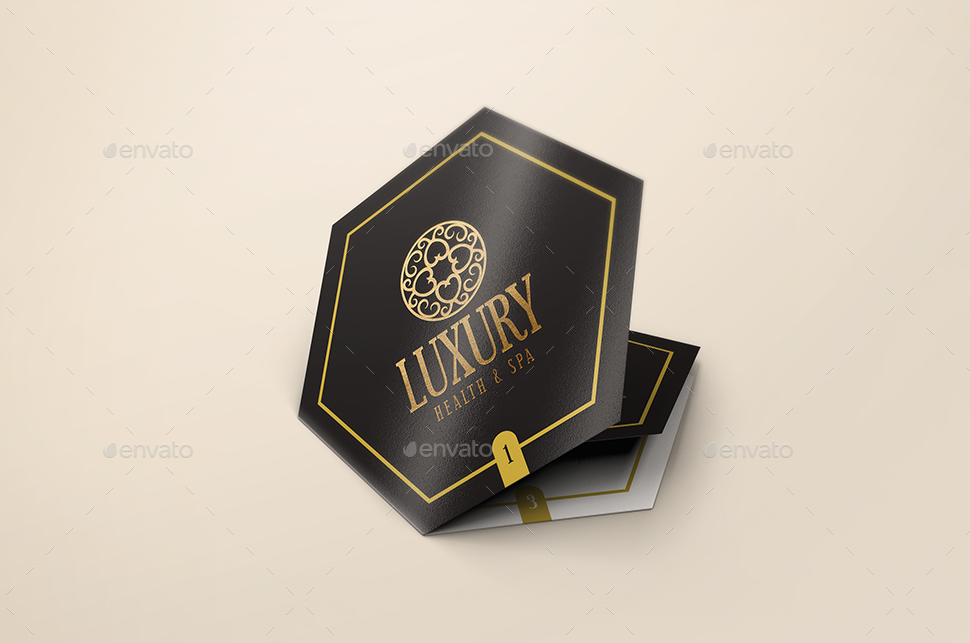 六边形折页宣传小册样机 Hexahedron Trifold Brochure Mock-Up插图(5)