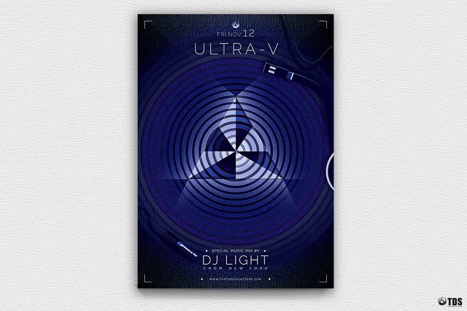 “音乐即光明”音乐派对传单模板 Music is Light Flyer PSD插图(4)