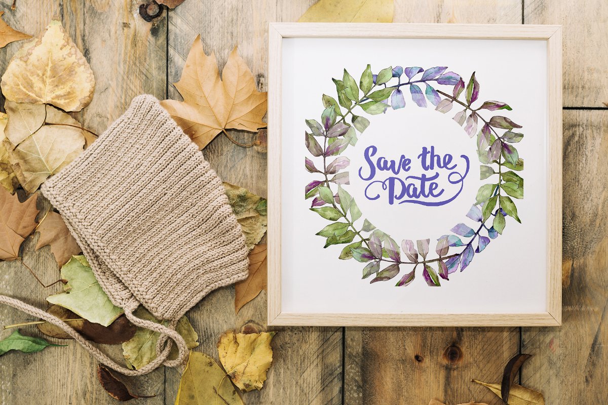 多彩叶子水彩元素插画合集插图(1)