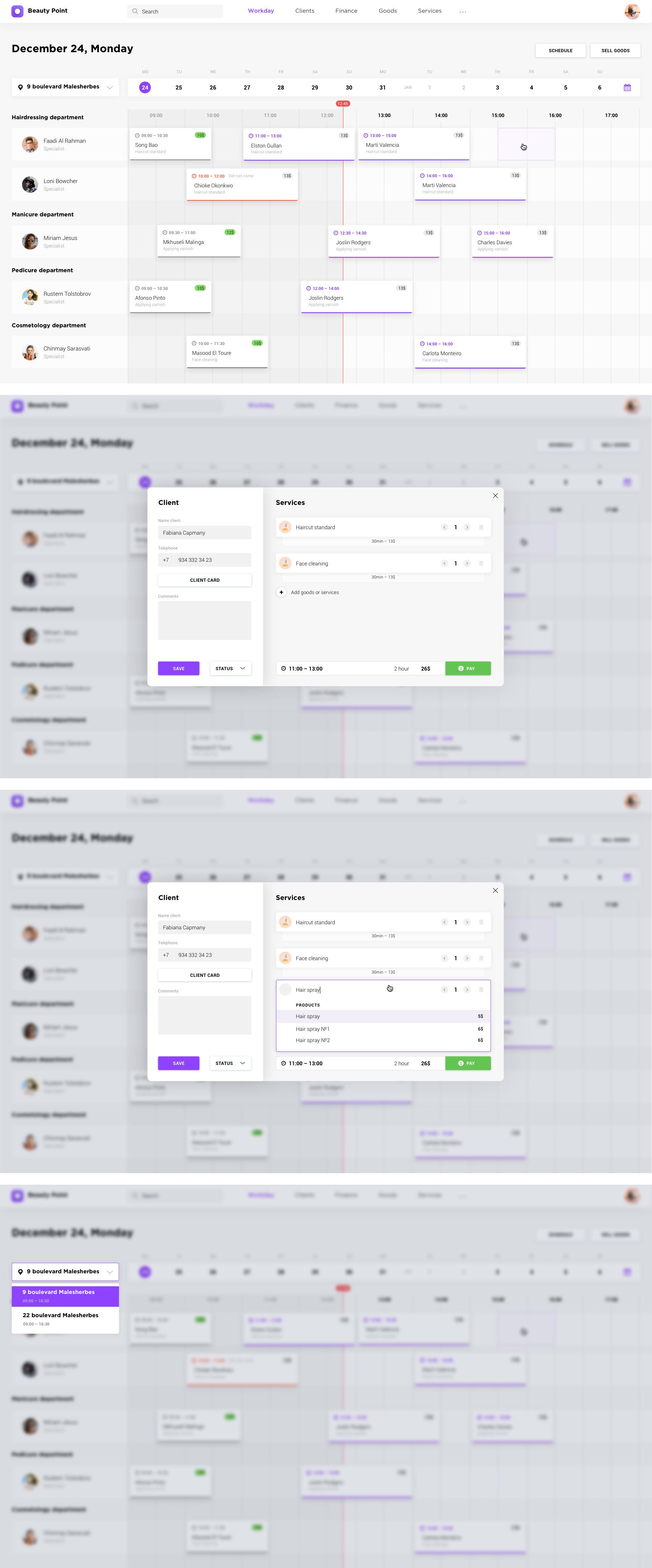 Beauty Point 仪表板界面