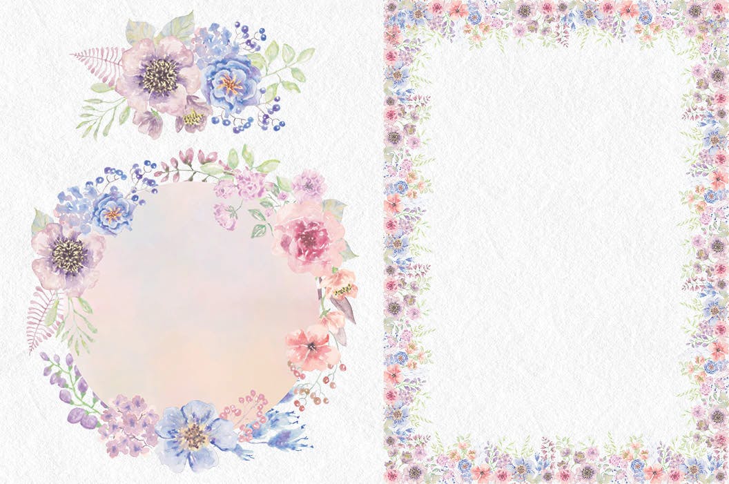 婚礼设计水彩花卉剪贴画素材包 “Sunset Hues”: Wedding Clip Art Set插图(5)