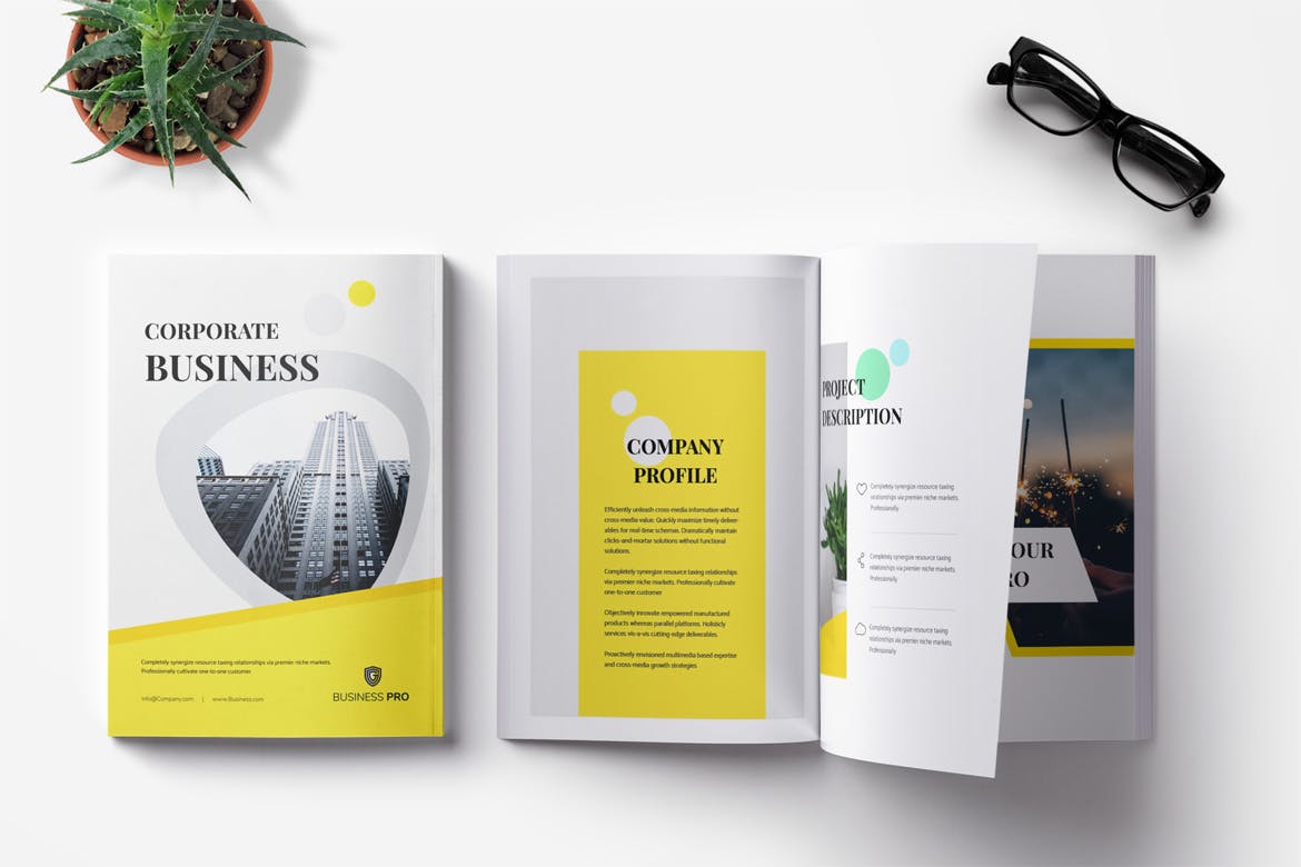 时尚简约多用途的公司业务手册画册楼书杂志设计模板（indd）插图