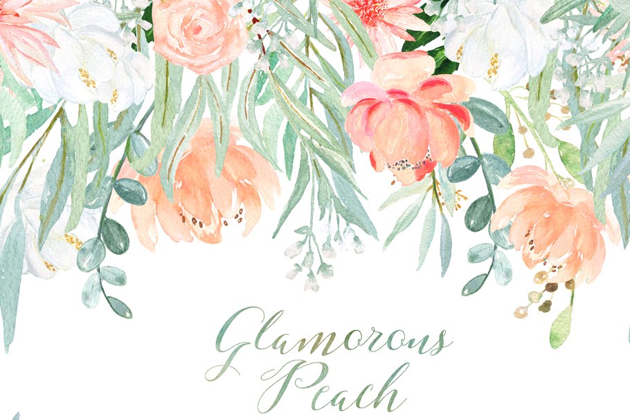 桃红色牡丹水彩剪贴画 Peach peonies in jars. Watercolors插图(2)