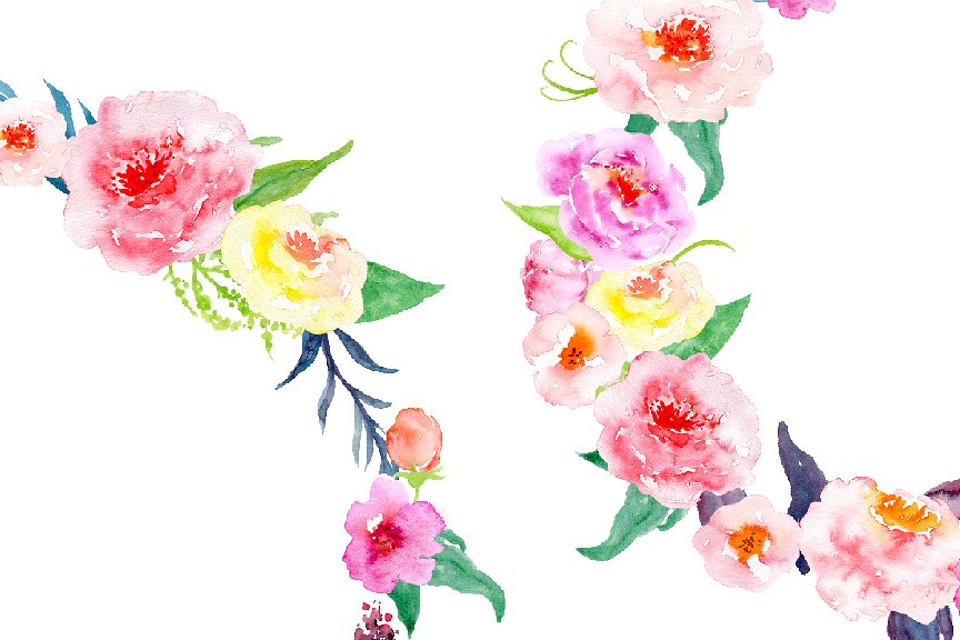 精美水彩牡丹花环插画 Watercolor Peony Wreath插图(2)