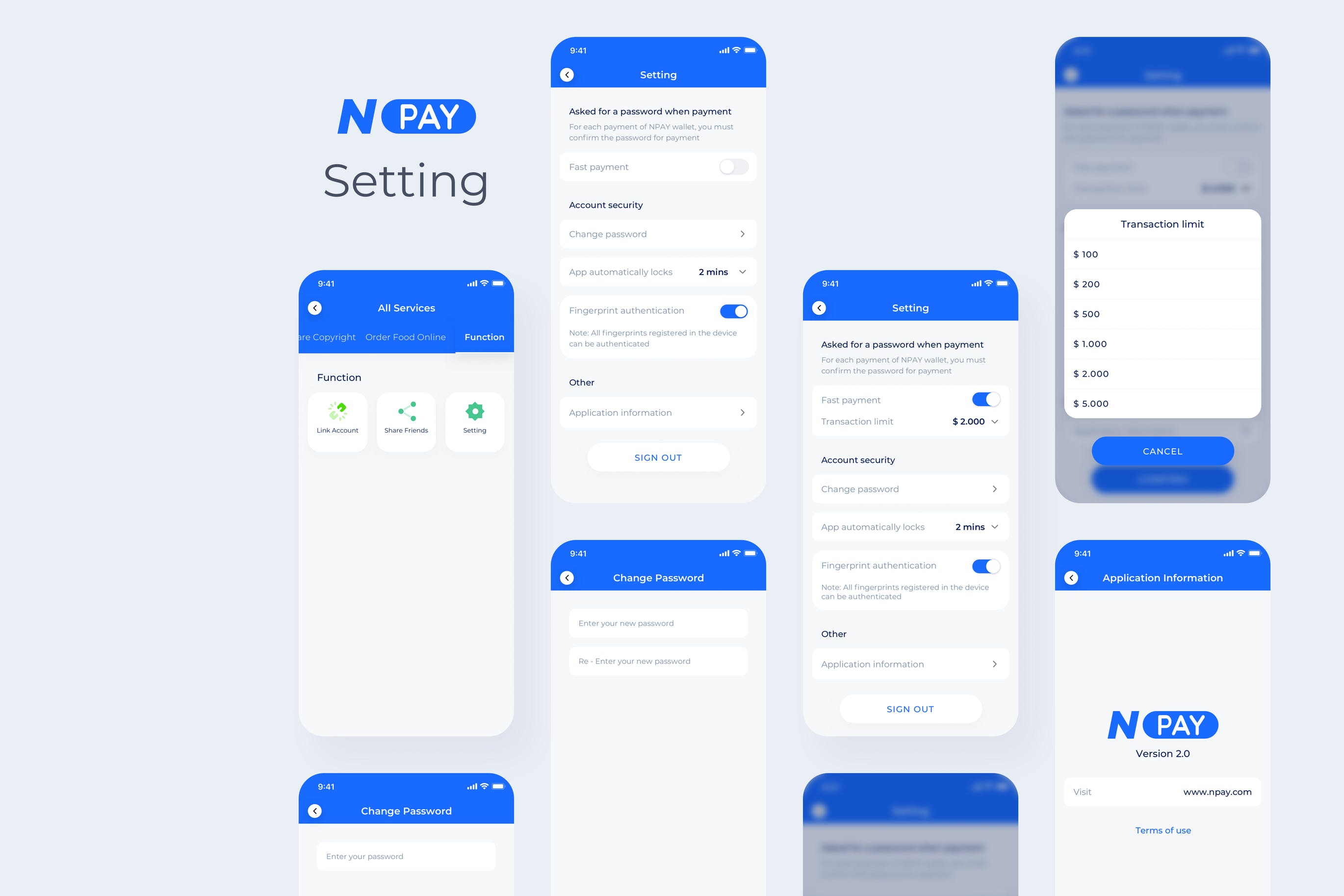 电子钱包APP应用UI设计之APP设置界面设计模板 Setting – Wallet Mobile UI – N插图