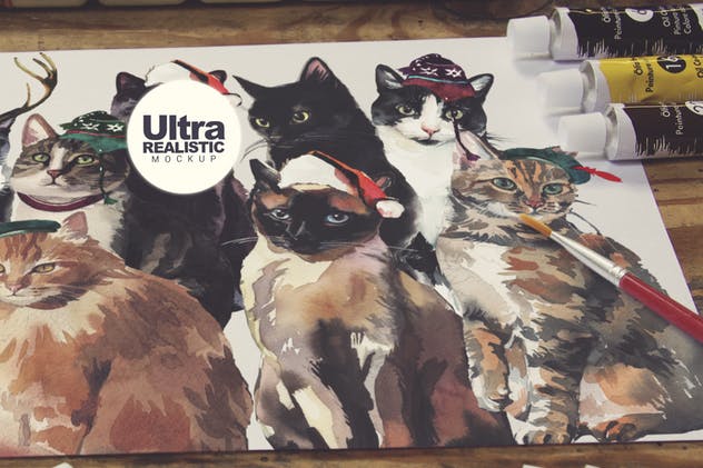 画室创作场景画纸样机模板v3 Paper Paint Scene插图(3)