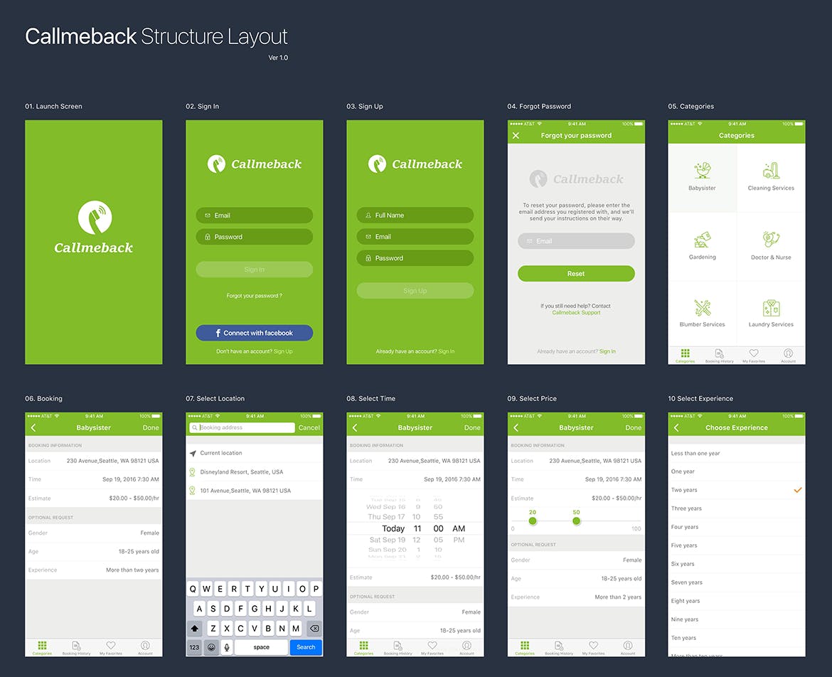招聘APP应用用户界面设计UI素材 Callmeback –  UI Design for Job Search插图(4)