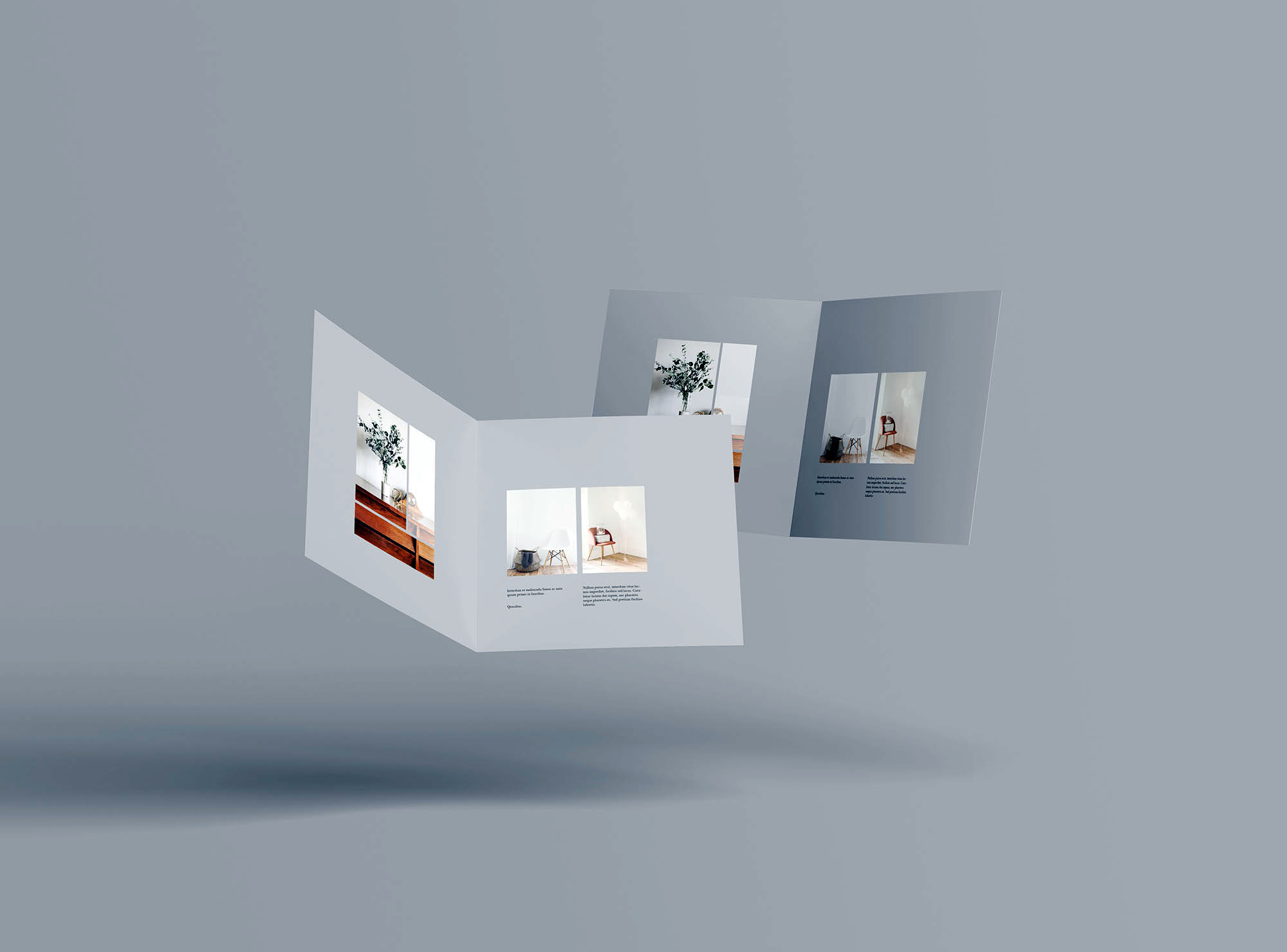 方形双折叠小册子封面&内页设计图样机素材库精选 Square Bifold Brochure Mockup插图(8)