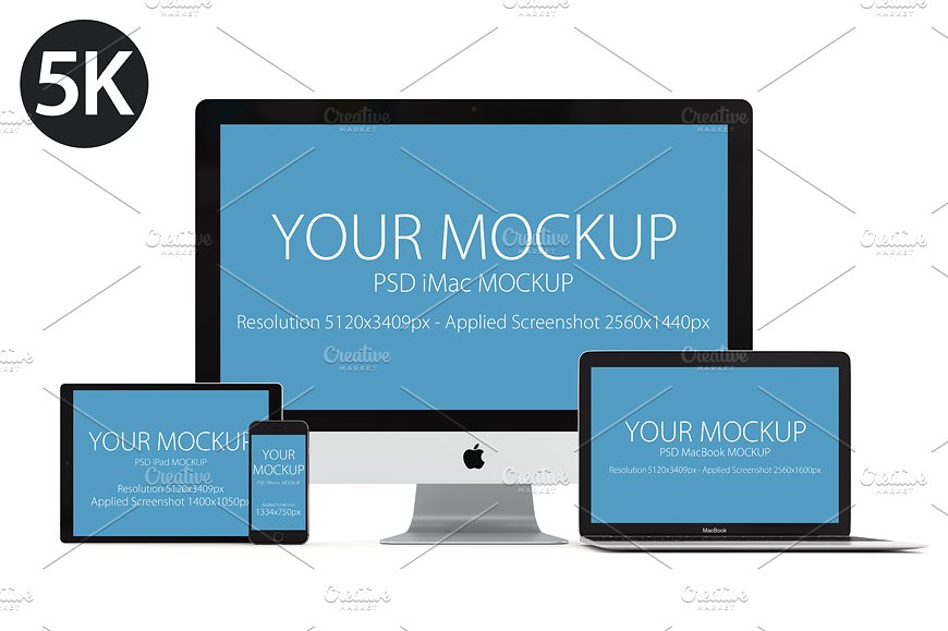 5K高分辨率Apple设备样机合集[白色版本] Apple Mockup products – 1 (white)插图