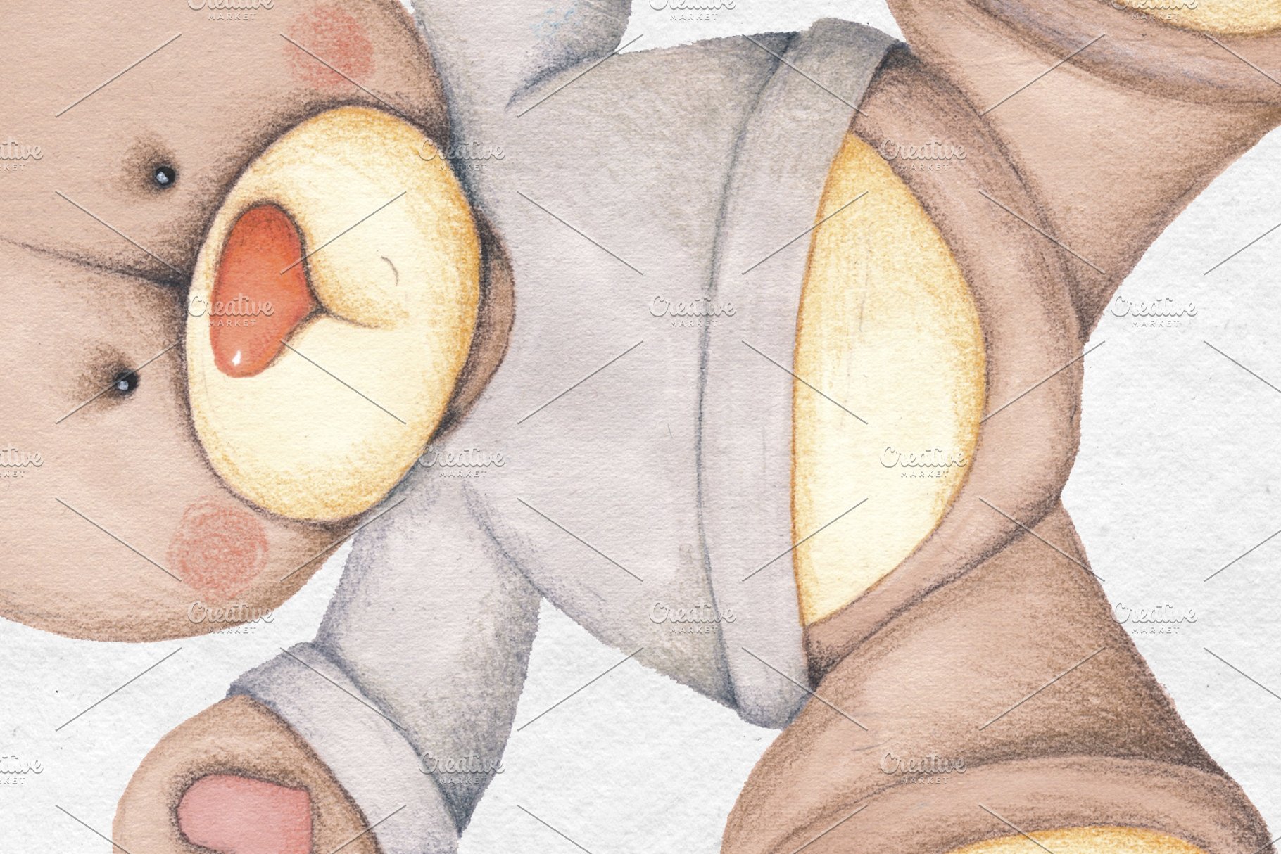 可爱小熊手绘插画素材 Bears Hand-painted illustrations插图(4)