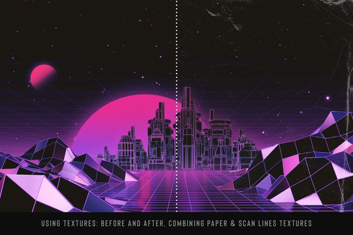 80年复古时代时尚元素背景设计套装 Retro Landscape Kit插图(9)