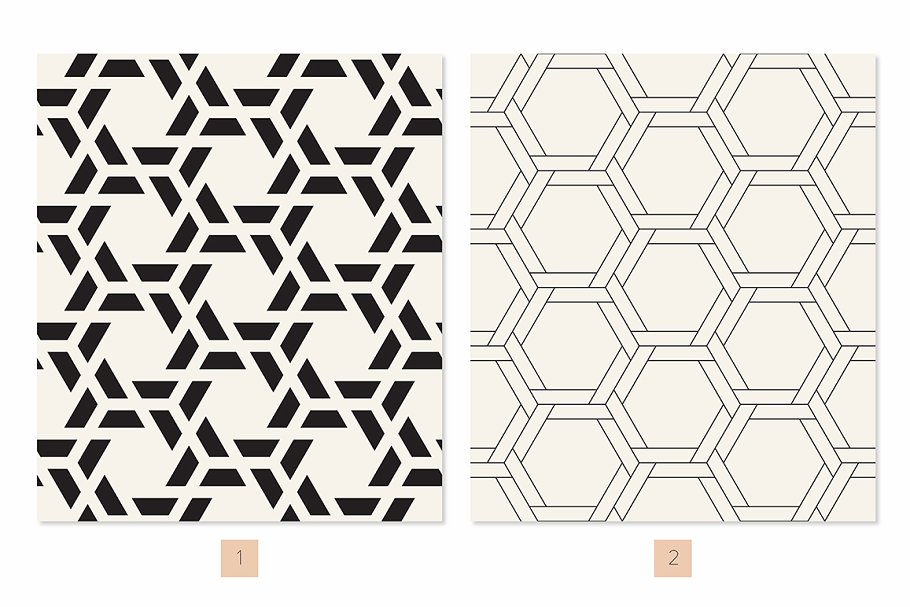 六角形图案无缝纹理 Hexagonal Seamless Patterns Set 2插图(2)