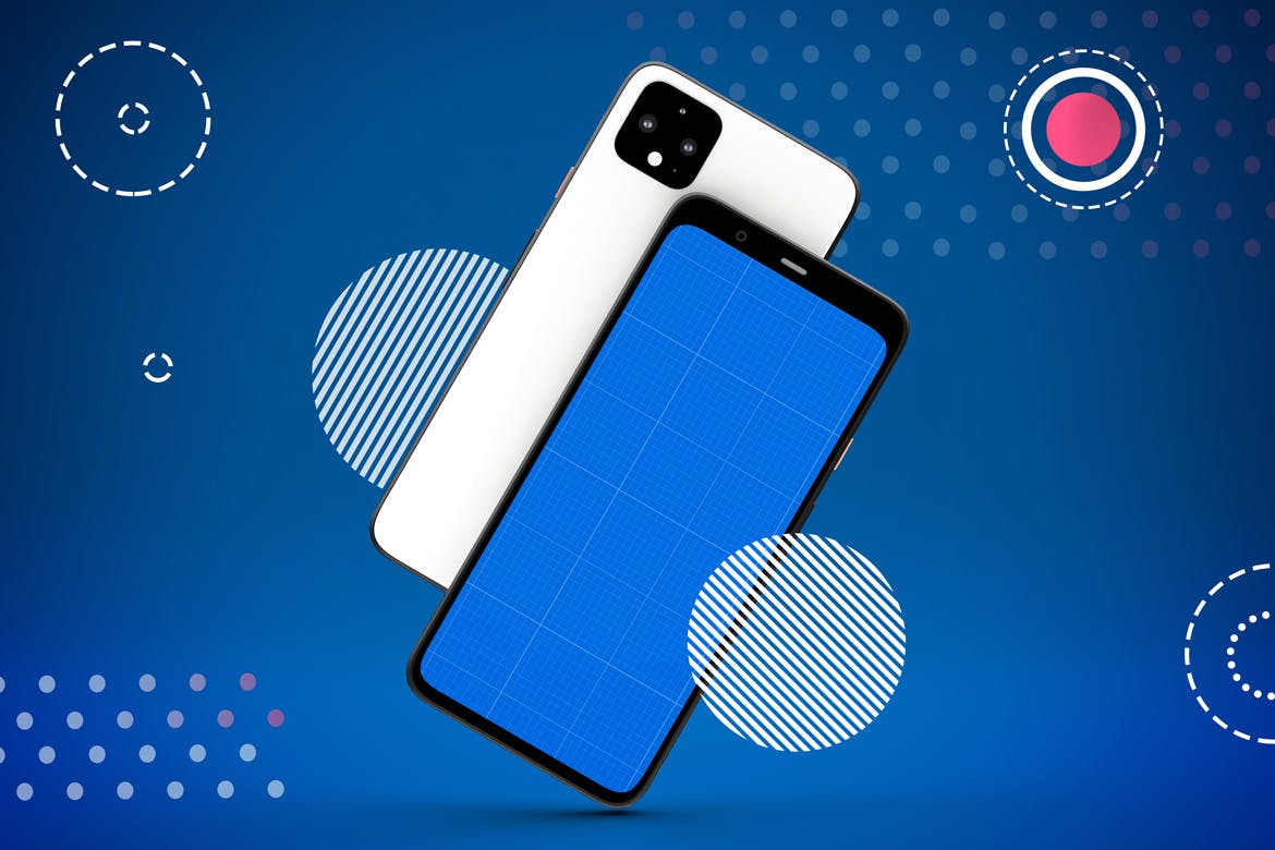 谷歌智能手机Pixel 4屏幕预览素材库精选样机模板 Abstract Pixel 4 mockup插图(8)