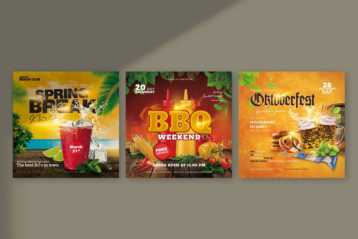 季节嘉年华派对传单套装插图(3)