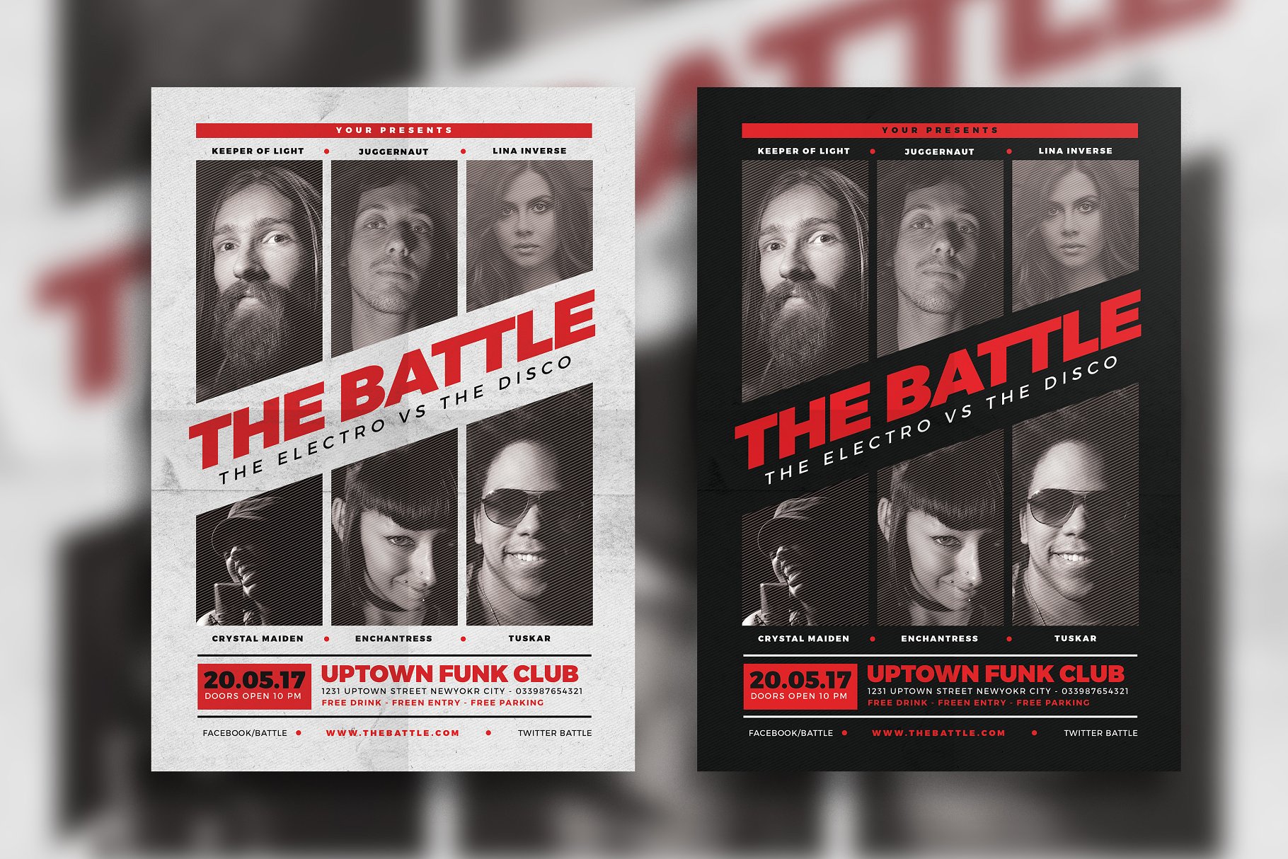 嘻哈音乐PK战现场活动传单模板 Music Battle Flyer插图(1)