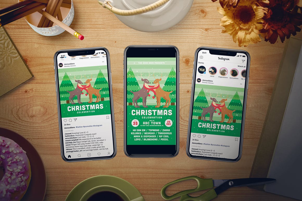 圣诞节主题活动海报传单设计套件 Christmas Event Flyer Set插图(2)