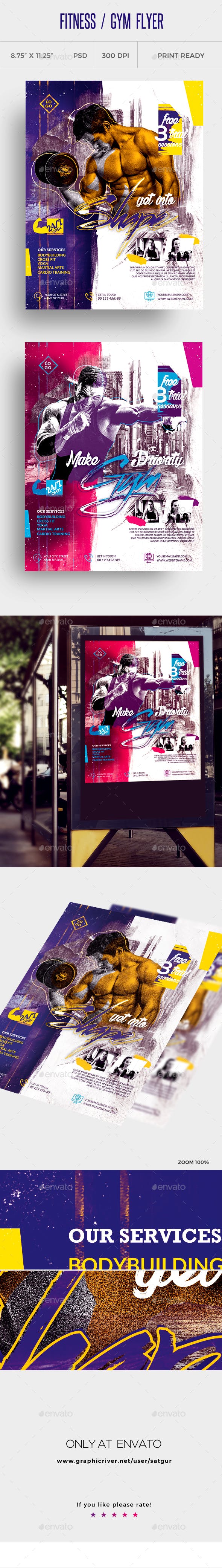 体育健身房业务广告海报传单模板素材下载插图