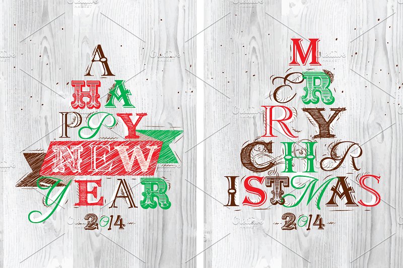圣诞节主题手绘字体插画 Merry Christmas Lettering Collection插图(1)
