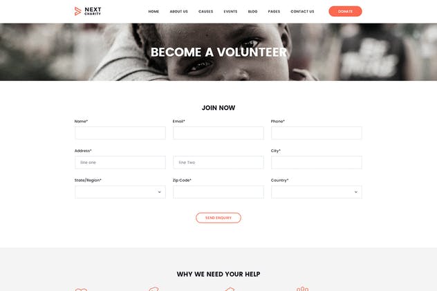 非营利组织慈善基金网站PSD模板 Charity and Donation Fund Volunteer NGO Template插图(5)